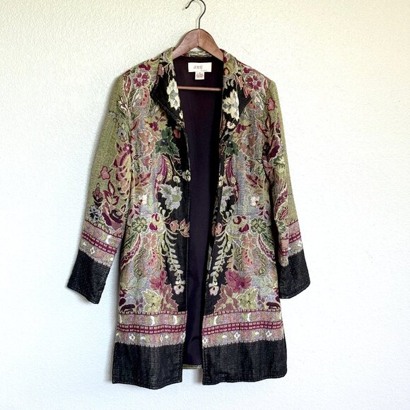 Anii by Natural Floral Tapestry Whimsigoth Open Front Long Cardigan Size S - Picture 8 of 16